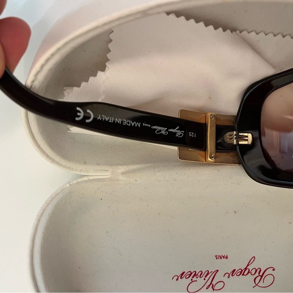 Roger Vivier dark Brown and gold accent Sunglasses with hard and soft case - Picture 6 of 8